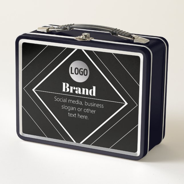 Upload Your Logo & Customisable Text Design Metal Lunch Box (Front)