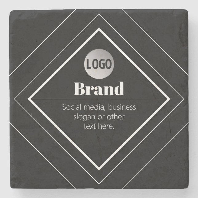 Upload Your Logo & Customisable Text Design Stone Coaster (Front)
