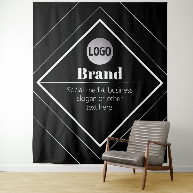 Upload Your Logo & Customisable Text Design Tapestry (In Situ)