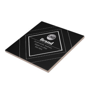 Upload Your Logo & Customizable Text Design Ceramic Tile