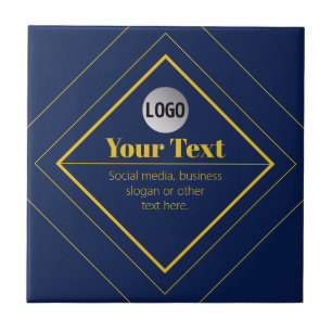 Upload Your Logo & Customizable Text Design Ceramic Tile