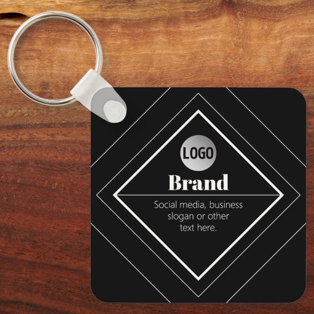 Upload Your Logo & Customizable Text Design Key Ring (Front)