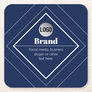Upload Your Logo & Customizable Text Design Square Paper Coaster