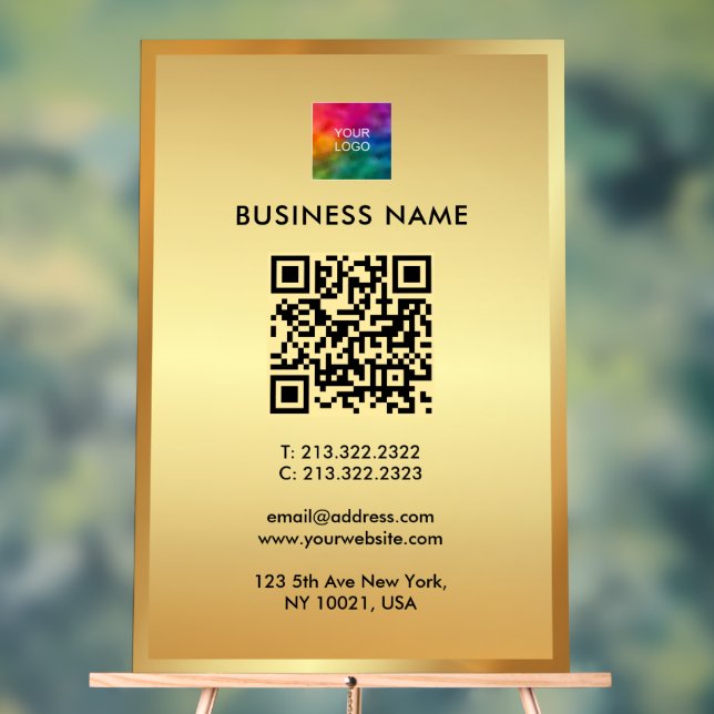 Upload Your Logo Gold Template Promotional QR Code Acrylic Sign (Neutral)