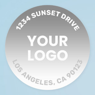 Upload Your Logo Grey & White Gradient Ombre Classic Round Sticker