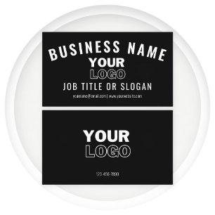 Upload Your Logo Modern Black & White (editable) Business Card