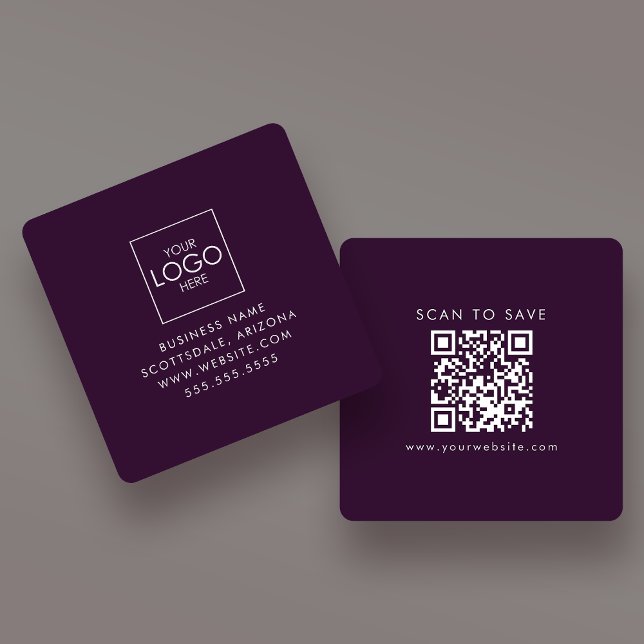 Upload Your Logo QR Code Generator Custom Modern Square Business Card (Creator Uploaded)