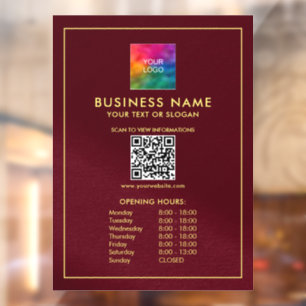 Upload Your Logo QR Code Template Opening Hours 