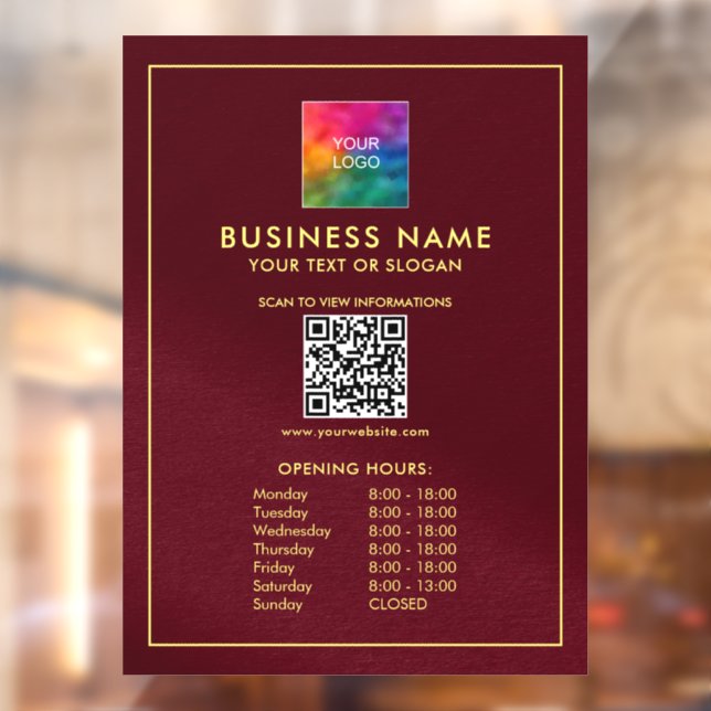 Upload Your Logo QR Code Template Opening Hours  (Sheet 2)