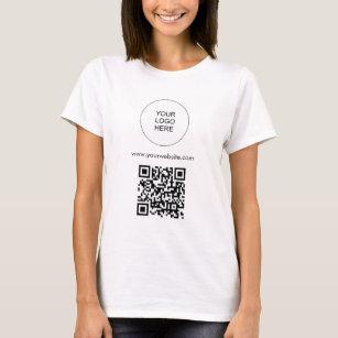 Upload Your Logo Template Womens Modern QR Code T-Shirt