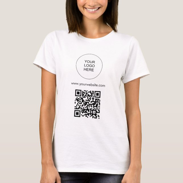 Upload Your Logo Template Womens Modern QR Code T-Shirt (Front)