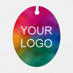 Upload Your Own Business Logo Double Sided Oval Metal Tree Decoration
