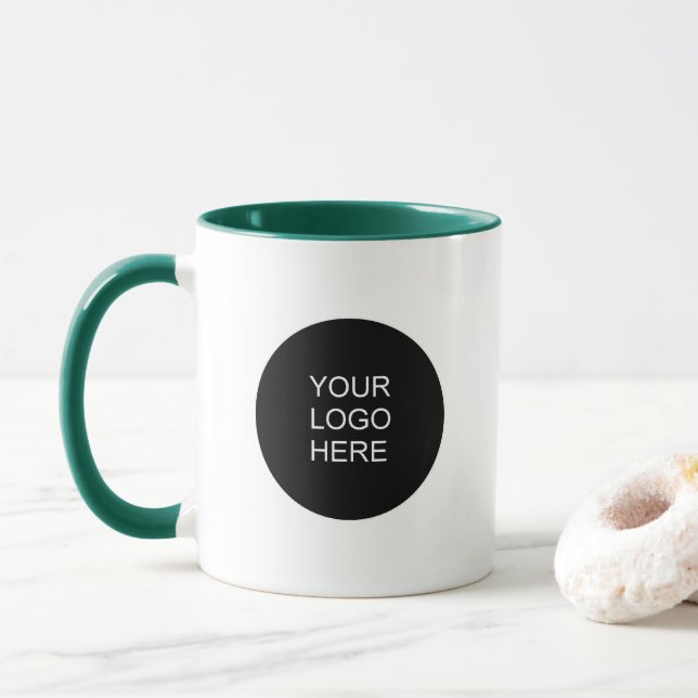 Upload Your Own Business Logo Modern Template Mug (With Donut)