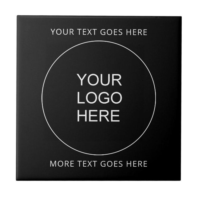 Upload Your Own Company Logo Add Text Black Ceramic Tile (Front)