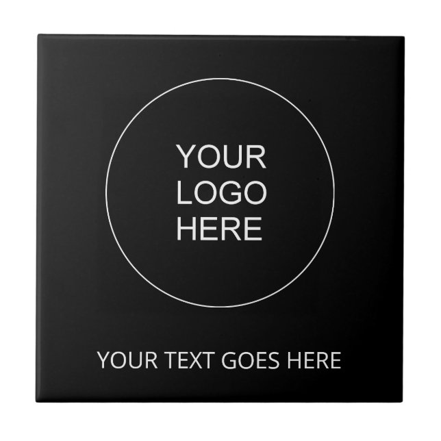 Upload Your Own Company Logo Here Black Ceramic Tile (Front)