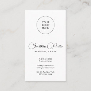 Upload Your Own Logo Here Typography Vertical Business Card