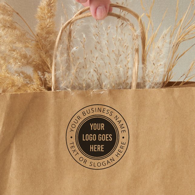 Upload Your Own Logo Round Company Name & Slogan Rubber Stamp (Rubber Stamp Mock-up)