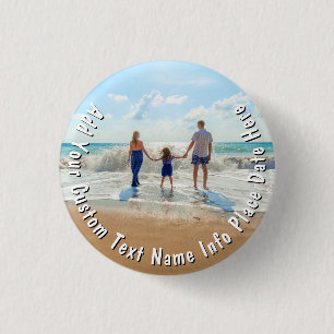 Upload Your Own Photo Button Gift Add Custom Text