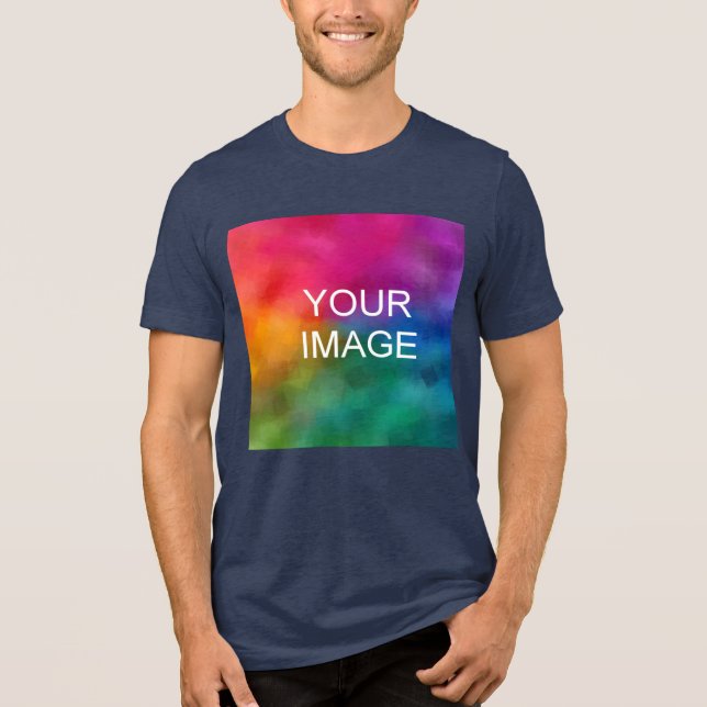 Upload Your Own Photo Buy Online Mens Navy Blue Tri-Blend Shirt (Front)