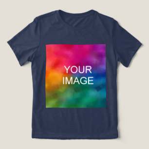 Upload Your Own Photo Womens Solid Navy Blue Tri-Blend Shirt