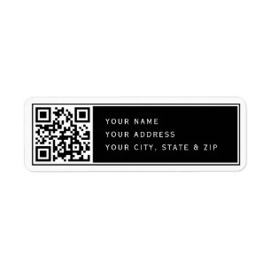 Upload Your Own QR code   b&w Return Address Label
