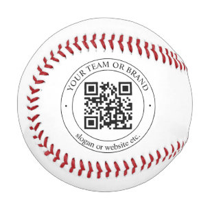 Upload Your Own QR Code & Customisable Text Baseball