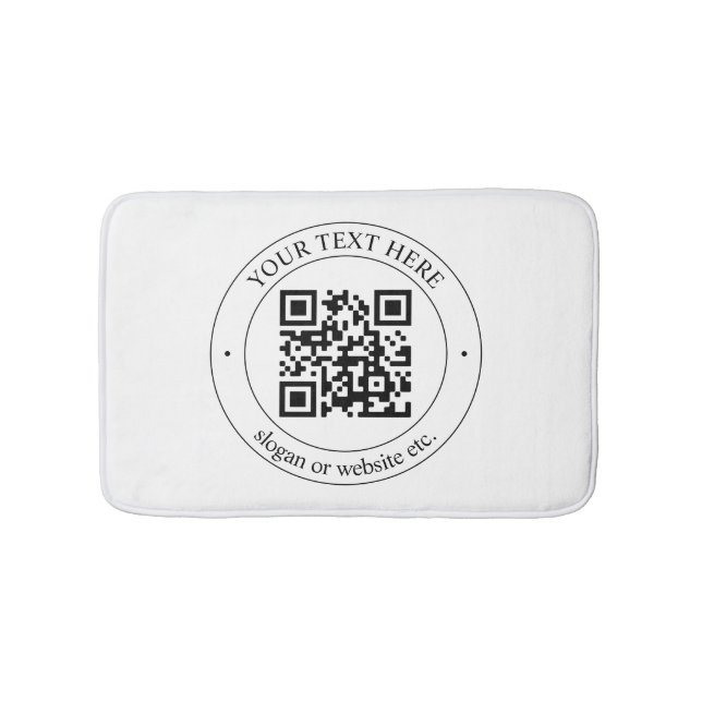 Upload Your Own QR Code & Customisable Text Bath Mat (Front)