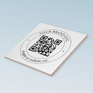 Upload Your Own QR Code & Customisable Text Ceramic Tile