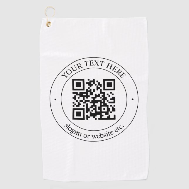Upload Your Own QR Code & Customisable Text Golf Towel (Front)