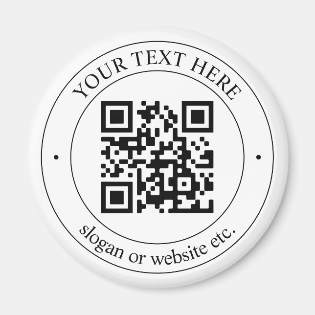 Upload Your Own QR Code & Customisable Text Magnet (Front)
