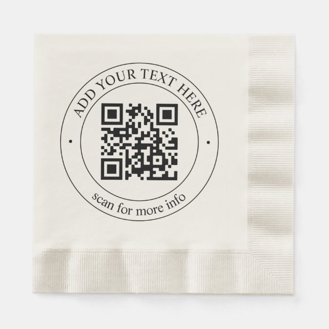 Upload Your Own QR Code & Customisable Text Napkin (Front)