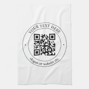 Upload Your Own QR Code & Customisable Text Tea Towel