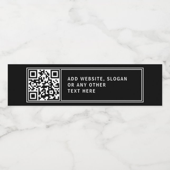Upload your own QR code & Customisable Text Water Bottle Label (Single Label)