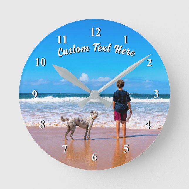 Upload Your Pet Photo Clock Gift Add Text Name (Front)