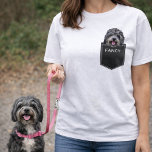 Upload Your Pet Photo Face and Name Customised T-Shirt<br><div class="desc">Would You Like To Carry Your Pet Around In Your Pocket Shirt? Fun and Memorable of Your Pet Looking Out of a Stitched Print Pocket Digital Design, by Simply Uploading Your Cute Pet Photo and Name! The Perfect Shirt and Gift for Pet Lovers & Pet Parents! Share This Idea With...</div>