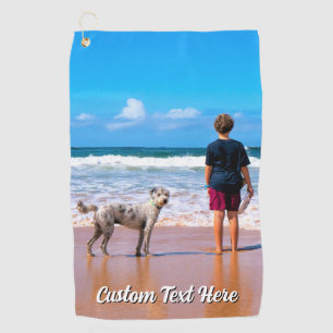 Upload Your Pet Photo Golf Towel Personalised Text