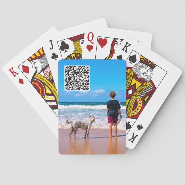 Upload Your Pet Photo Playing Cards Add QR Code (Back)