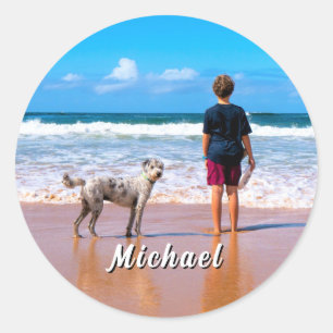Upload Your Pet Photo Stickers Personalised Name