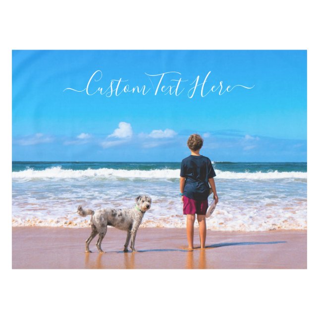 Upload Your Pet Photo Tablecloth Custom Text Name (Front (Horizontal))