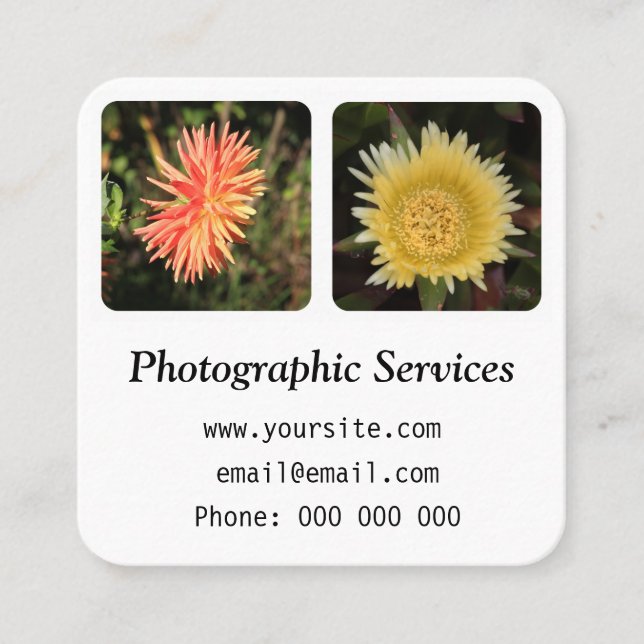 upload your photo business square business card (Front)
