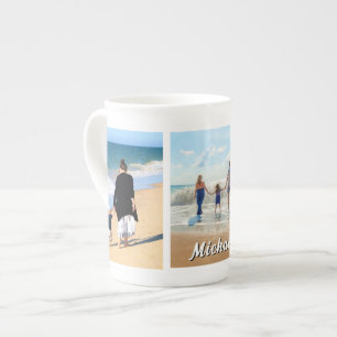 Upload Your Photo Collage Bone China Mug Add Name