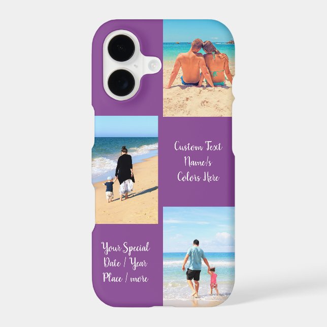 Upload Your Photo Collage iPhone Case Custom Text (Back)