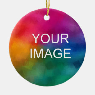 Upload Your Photo Image Logo Emblem Template Ceramic Ornament