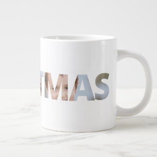 Upload Your Photo in Text Christmas Large Coffee Mug