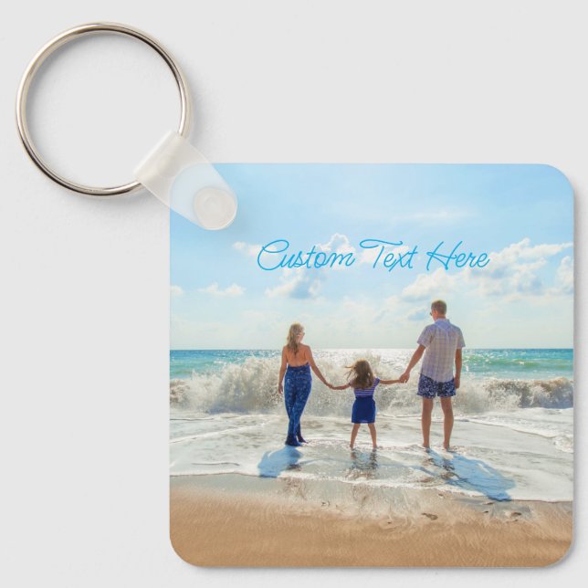 Upload Your Photo Keychain Gift Add Custom Text (Front)