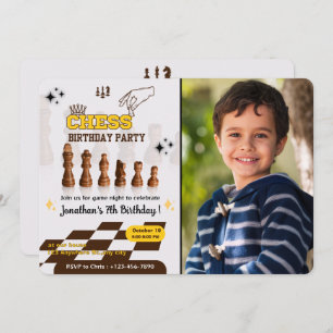 Upload Your Photo Kids Chess Birthday Party Invite