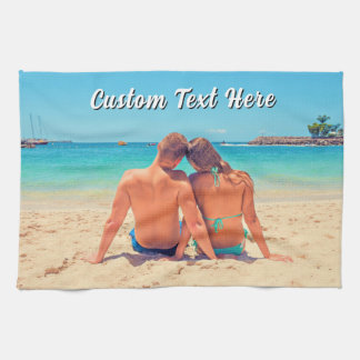 Upload Your Photo Kitchen Towel Gift Custom Text