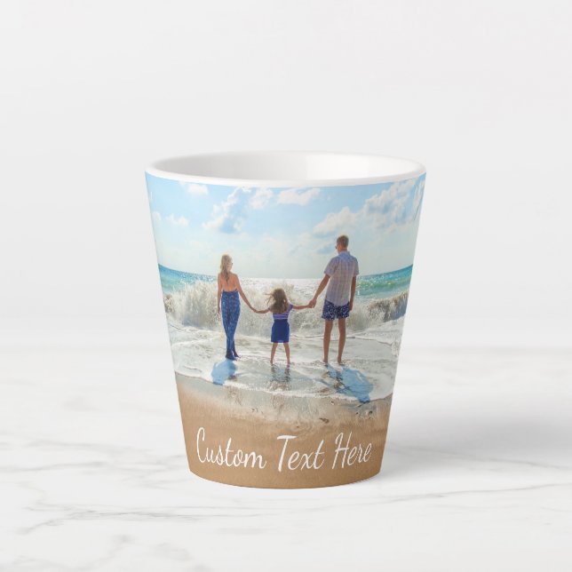 Upload Your Photo Latte Mug Add Text Name (Front)