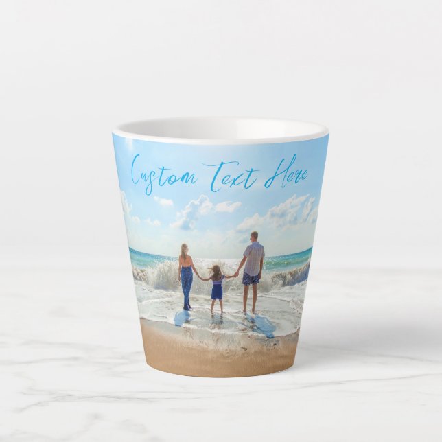 Upload Your Photo Latte Mug Gift Add Custom Text (Front)