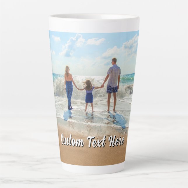 Upload Your Photo Latte Mug Gift Personalised Text (Front)